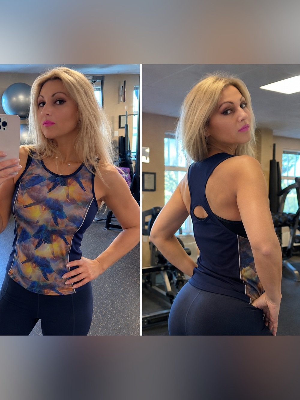 Gottex Workout Tank cut out back blue Sz L